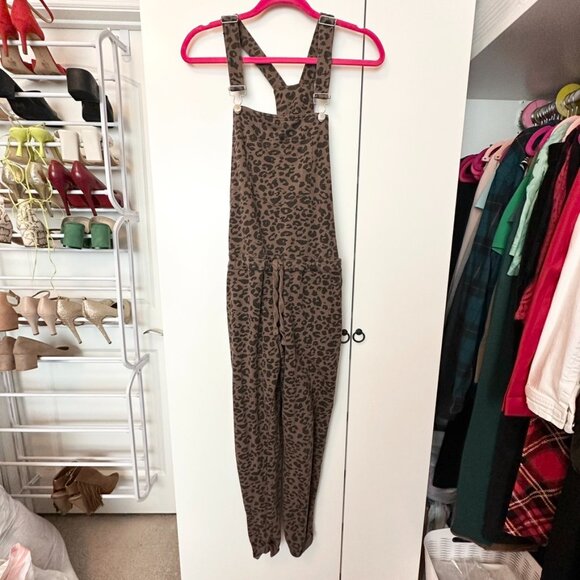 Z Supply Womens Medium Brown Cheetah Print Overalls Jumpsuit - Picture 3 of 11
